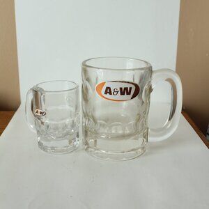 Lot of 2 A&W Rootbeer Mugs Glass